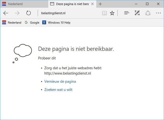 Sta in plaats daarvan op binnenkomst Ramkoers website is niet bereikbaar, Windows 10 Help